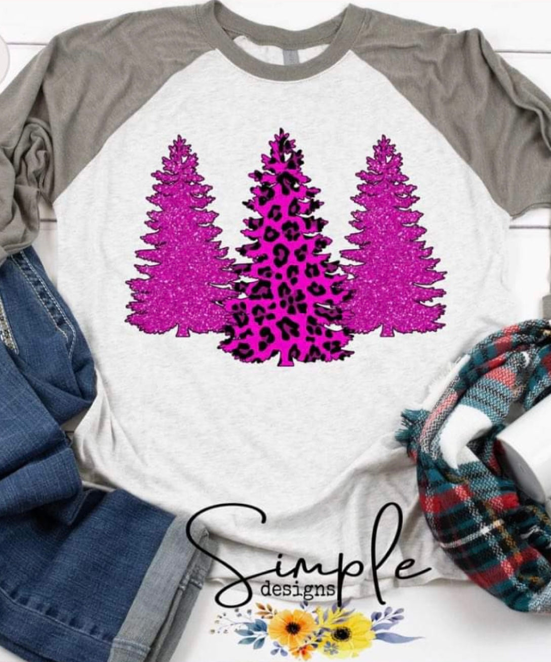 Pink Christmas Trees Heat Transfer Sublimation, Sublimation, DTF Direct to Film