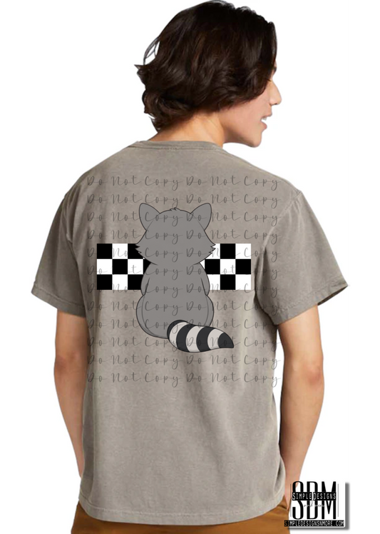 See Ya Soon Raccoon Checkered Back Heat Transfer Sublimation, Sublimation, DTF Direct to Film Transfers