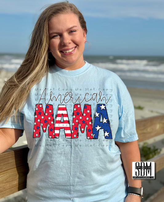 American Mama 4th of July, USA, Independence Day Heat Transfer Sublimation, Sublimation, DTF Direct to Film