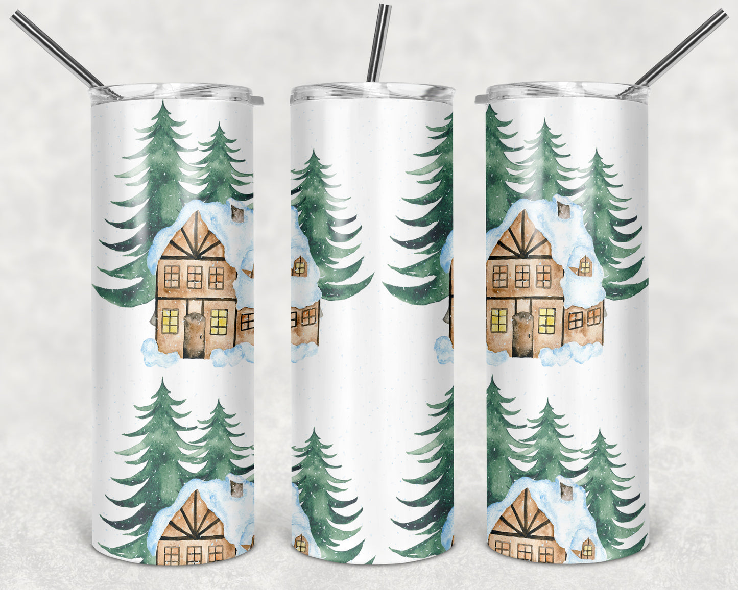 Winter houses 20oz Straight Tumbler Sublimation Print