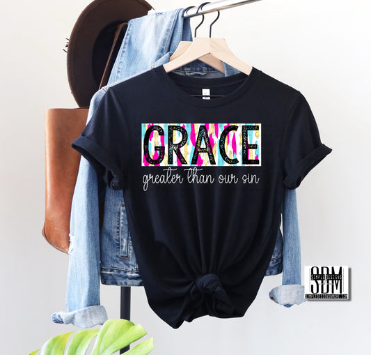 Grace Greater Than Our Sin Brushstroke Heat Transfer Sublimation, Sublimation, DTF Direct to Film