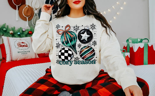 Cozy Season Ornament Comfort Color T-shirt, Bella Canvas Tees, Crew Sweatshirt