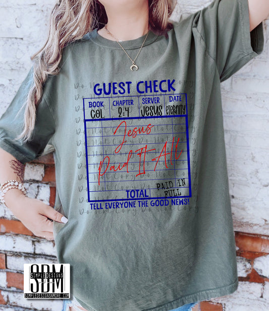 Jesus Paid it All Heat Transfer Sublimation, Sublimation, DTF Direct to Film
