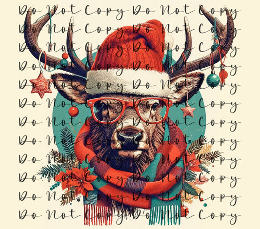 Retro Deer (Glasses) 20oz Straight Tumbler Sublimation Print