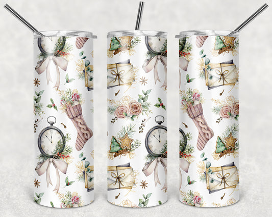 Stockings and Clocks 20oz Straight Tumbler Sublimation Print