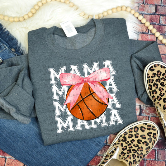 Basketball Mama Pink Bow Heat Transfer DTF, Sublimation, DTF Direct to Film