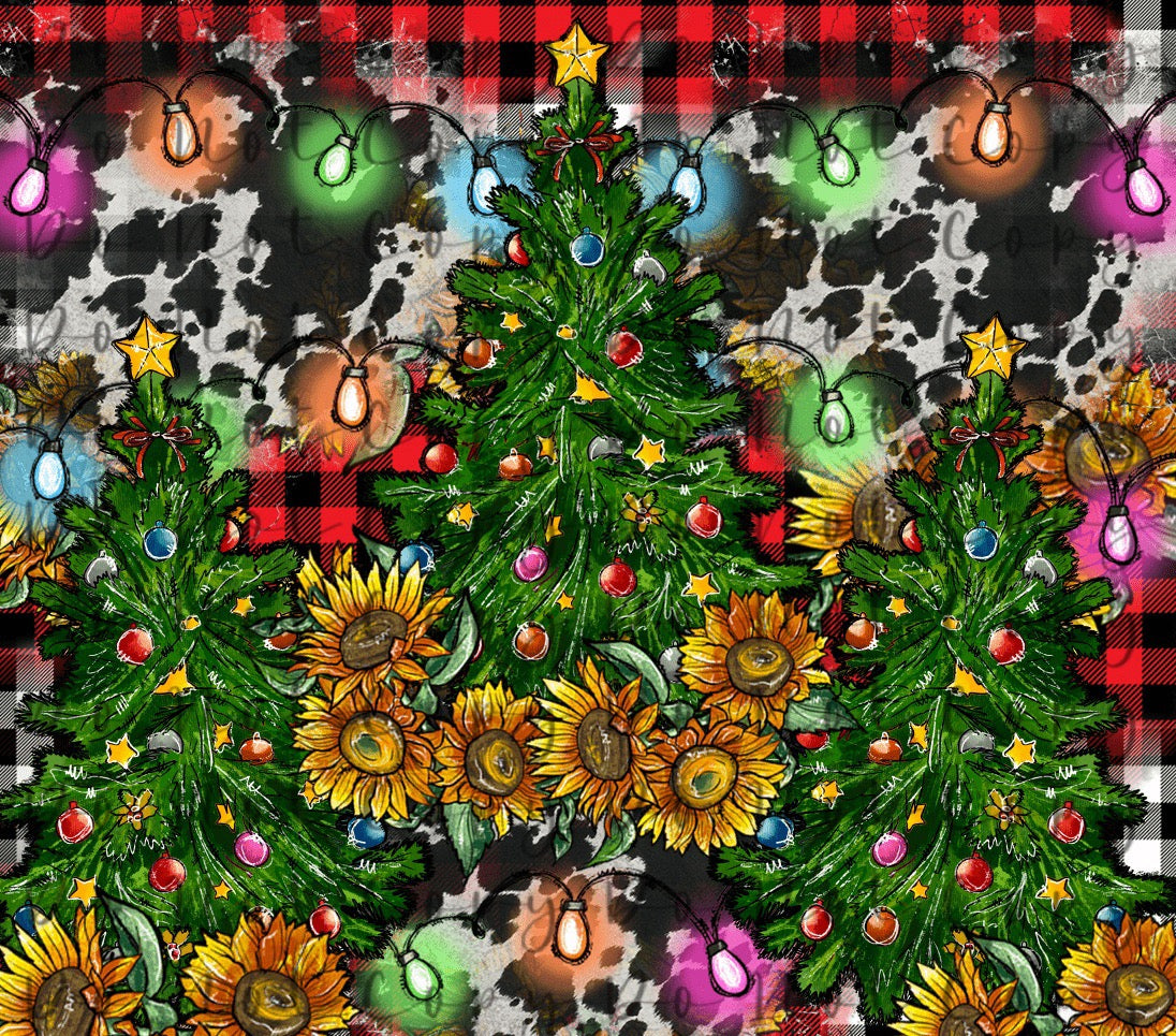 Christmas Tree with Sunflowers 20oz Straight Tumbler Sublimation Print