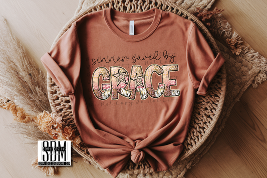 Sinner Saved by Grace Heat Transfer Sublimation, Sublimation, DTF Direct to Film