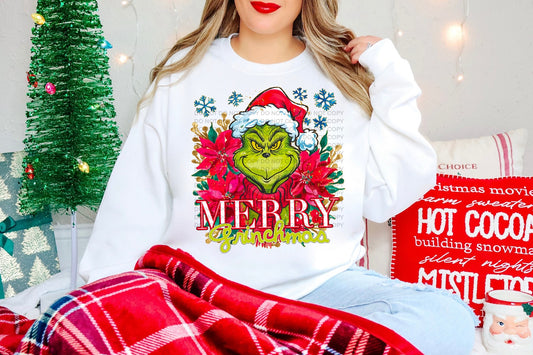 Poinsettia Merry Green Guy-mas Comfort Color T-shirt, Bella Canvas Tees, Crew Sweatshirt
