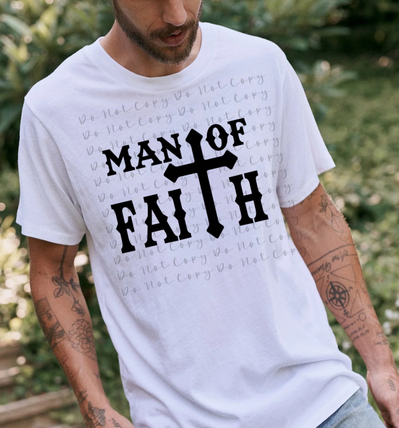 Man of Faith Black Print Heat Transfer, Sublimation, DTF Direct to Film Heat Transfer