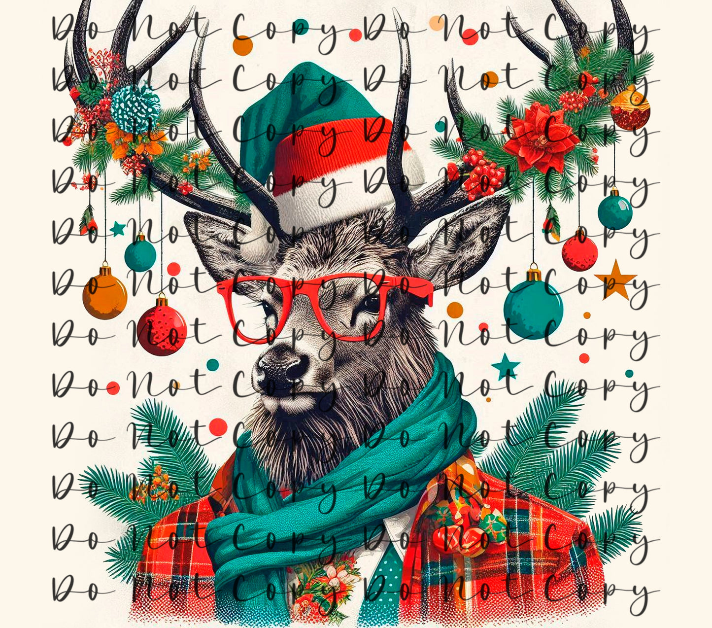 Retro Deer (Plaid Suit) 20oz Straight Tumbler Sublimation Print