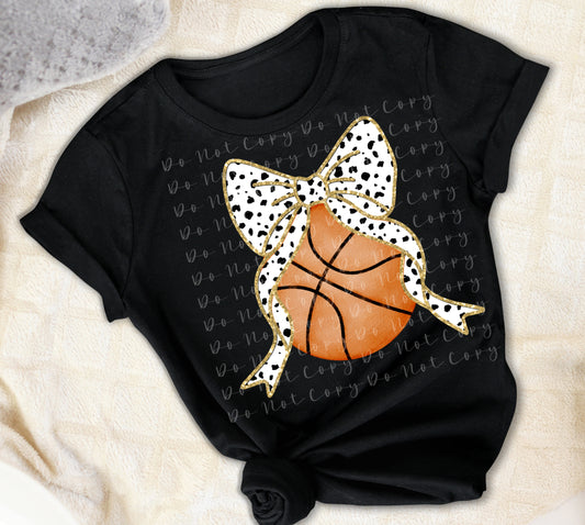 Dalmation Bow Basketball Heat Transfer DTF, Sublimation, DTF Direct to Film