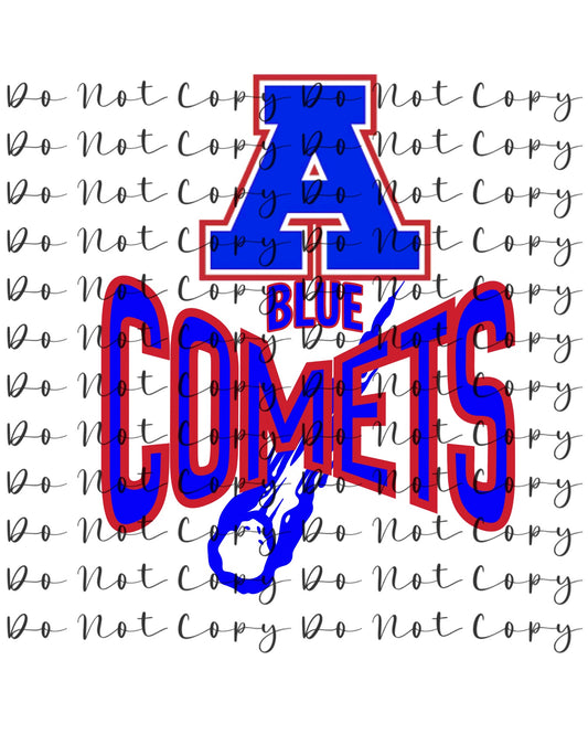 Donna Blue Comets Yellow Blue Custom Sublimation, DTF Direct to Film