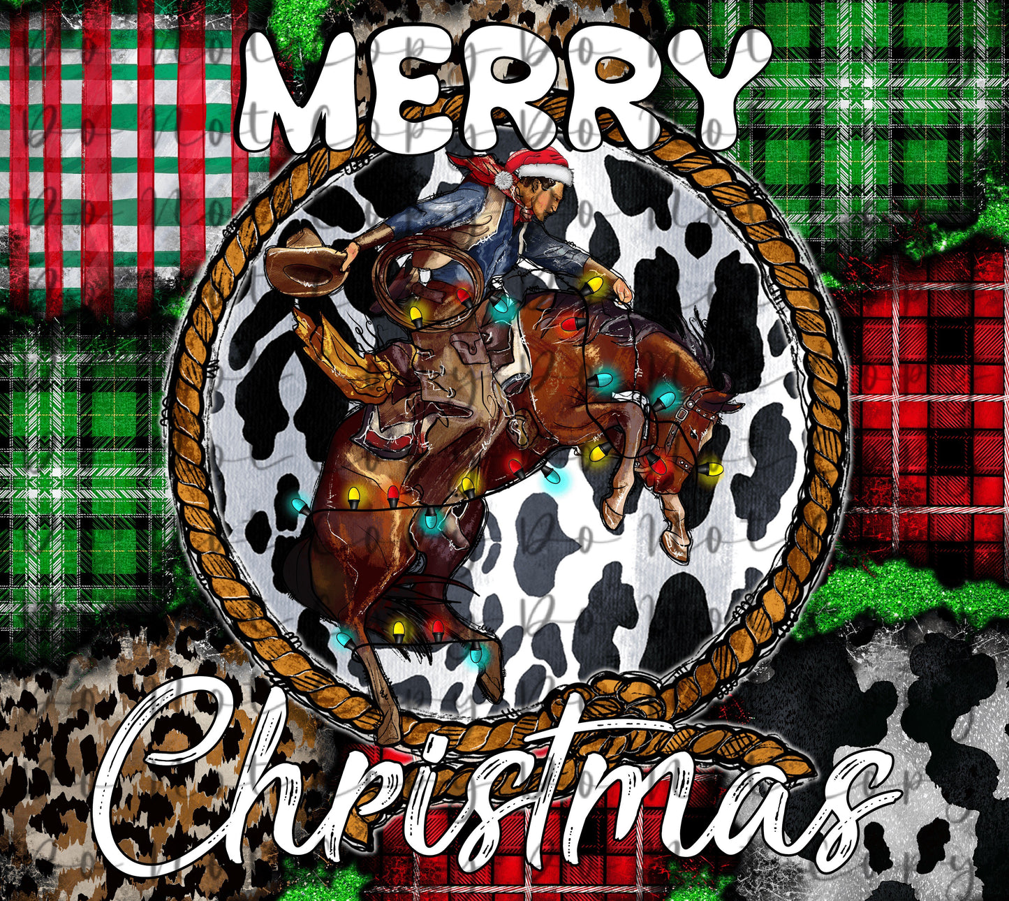 Merry Christmas Cowboy 20oz Straight Tumbler Sublimation Print