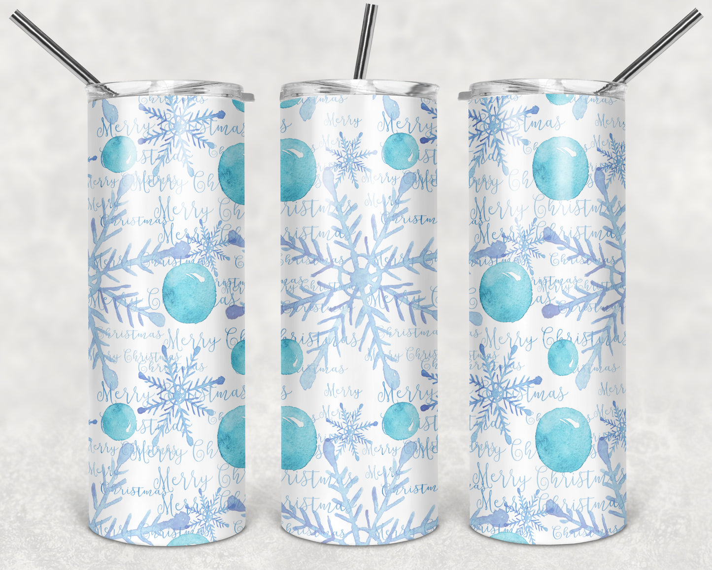 Blue Snowflakes 20oz Straight Tumbler Sublimation Print