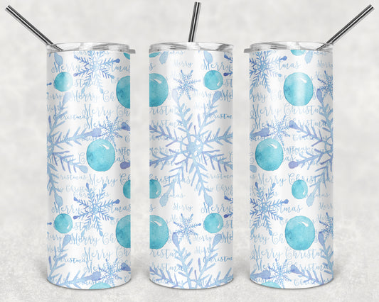 Blue Snowflakes 20oz Straight Tumbler Sublimation Print