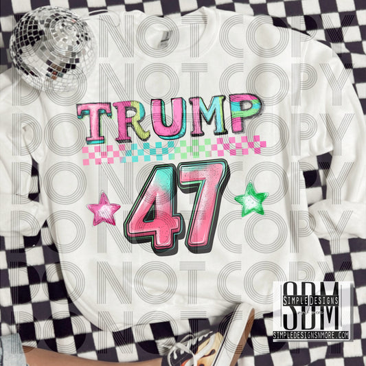 Trump 47 Patriotic, DTF Direct to Film Heat Transfer