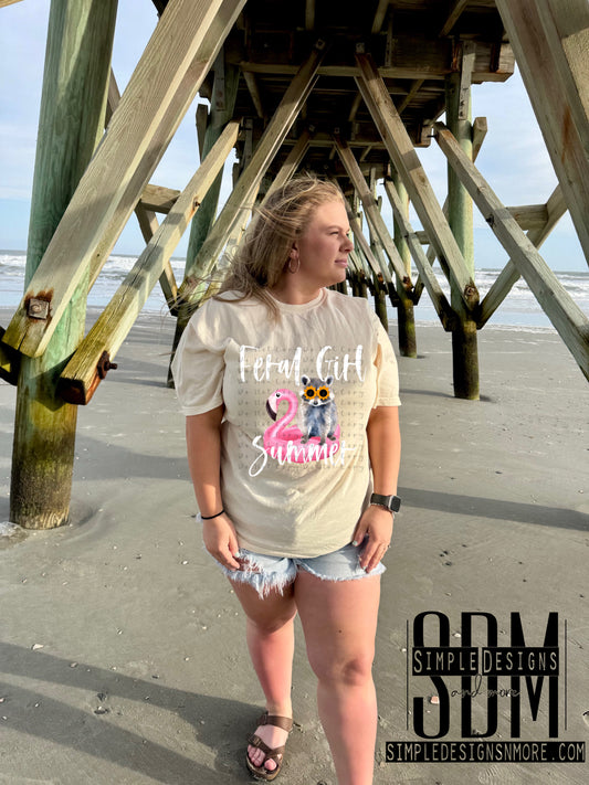 Feral Girl Summer Raccoon Heat Transfers, Sublimation, DTF Direct to Film Heat Transfer