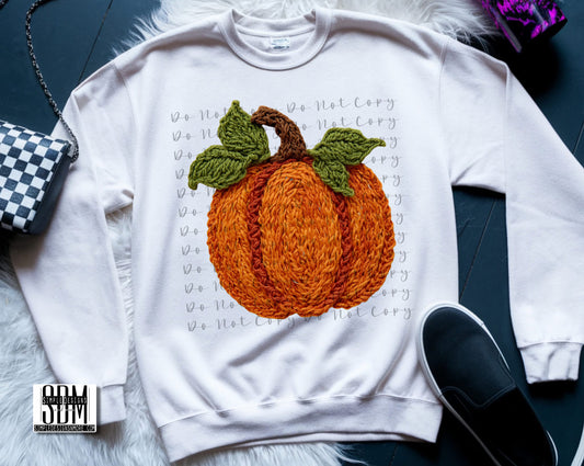 Pumpkin (Faux Yarn) Comfort Color T-shirt, Bella Canvas Tees, Crew Sweatshirt