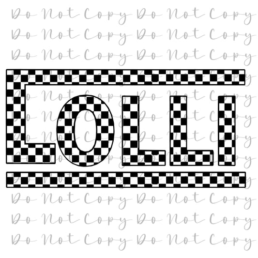 JHolman Checkered LOLLI Custom/Exclusive File Print Heat Transfer Sublimation, Sublimation, DTF Direct to Film