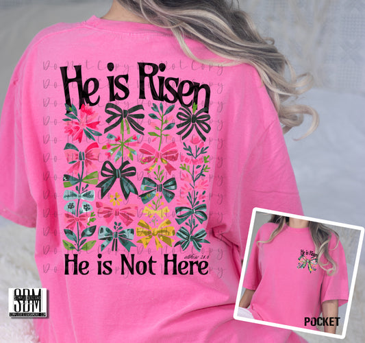 He is Risen Floral Bows Heat Transfer Sublimation, Sublimation, DTF Direct to Film