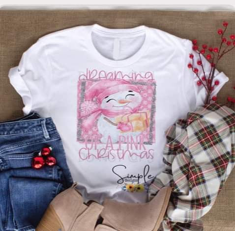 Dreaming if a Pink Christmas Heat Transfer Sublimation, Sublimation, DTF Direct to Film