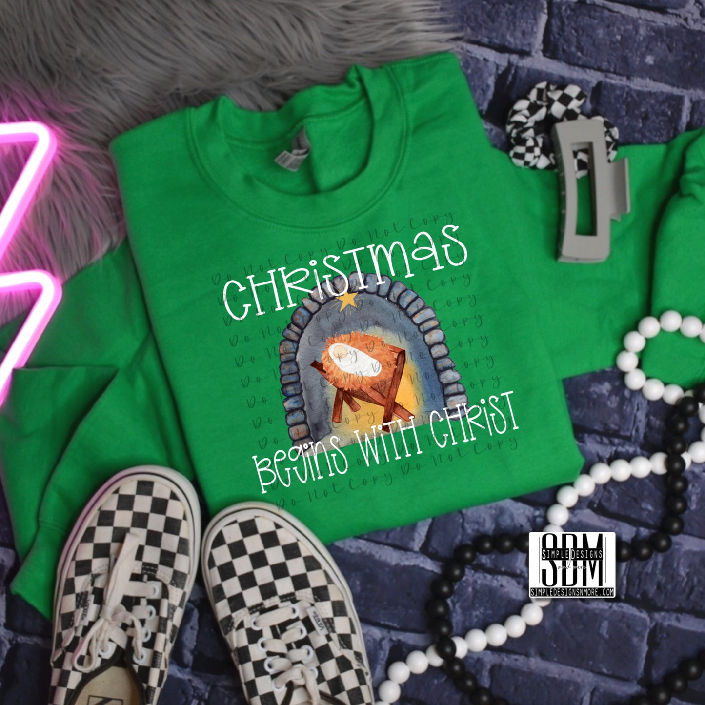 Christmas Begins with Christ Heat Transfer Sublimation, Sublimation, DTF Direct to Film