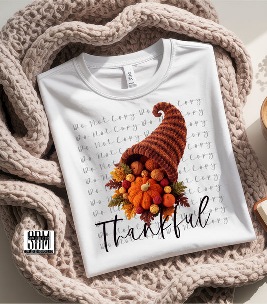 Thankful (Faux Yarn) Comfort Color T-shirt, Bella Canvas Tees