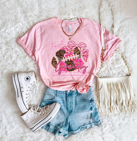 Pink Floral Game Day Comfort Color T-shirt, Bella Canvas Tees