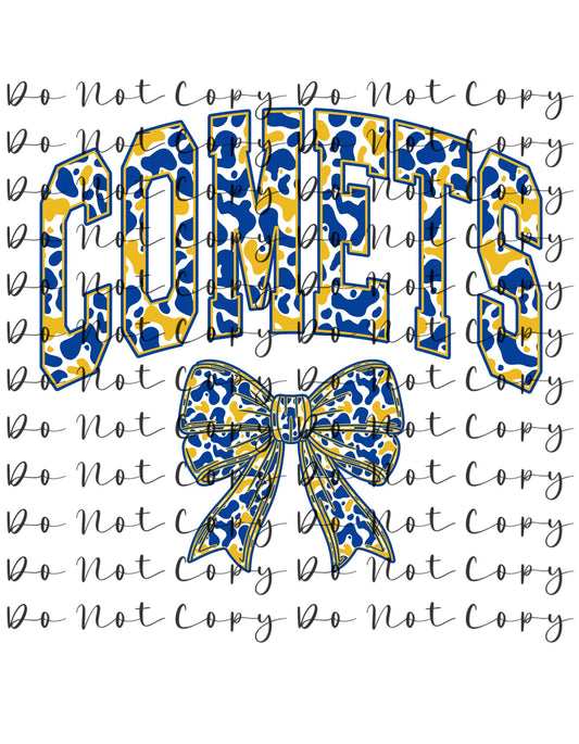 Donna Comets Yellow Blue Custom Sublimation, DTF Direct to Film
