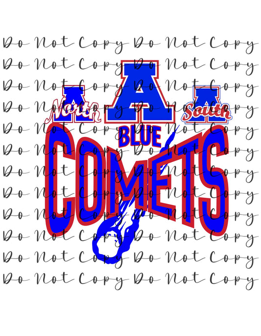 Donna Combo Blue Comets Yellow Blue Custom Sublimation, DTF Direct to Film