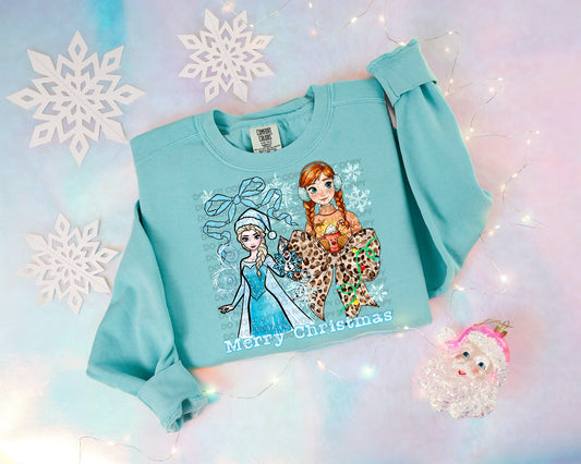 Frozen Merry Christmas Comfort Color T-shirt, Bella Canvas Tees, Crew Sweatshirt