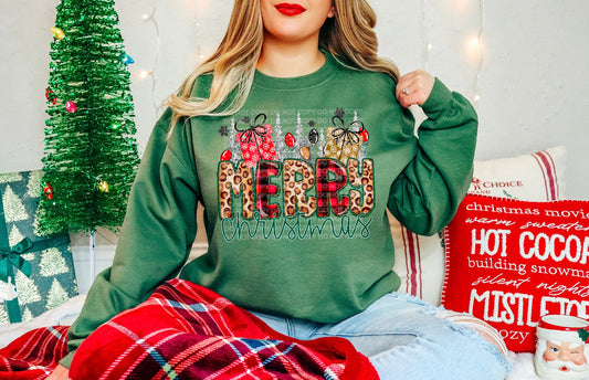 Merry Christmas (Red Plaid/ Leopard) Heat Transfer Sublimation, Sublimation, DTF Direct to Film