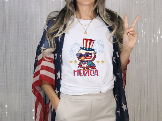 Merica Owl Heat Transfer DTF, Sublimation, DTF Direct to Film