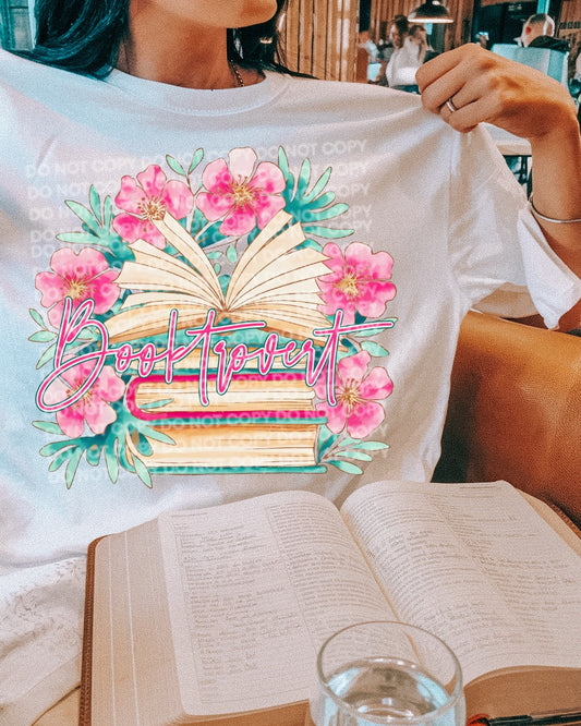 Booktrovert Floral Comfort Color T-shirt, Bella Canvas Tees, Crew Sweatshirt