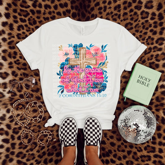 By the Grace of God 2 Cor 15:10 Comfort Color T-shirt, Bella Canvas Tees, Crew Sweatshirt
