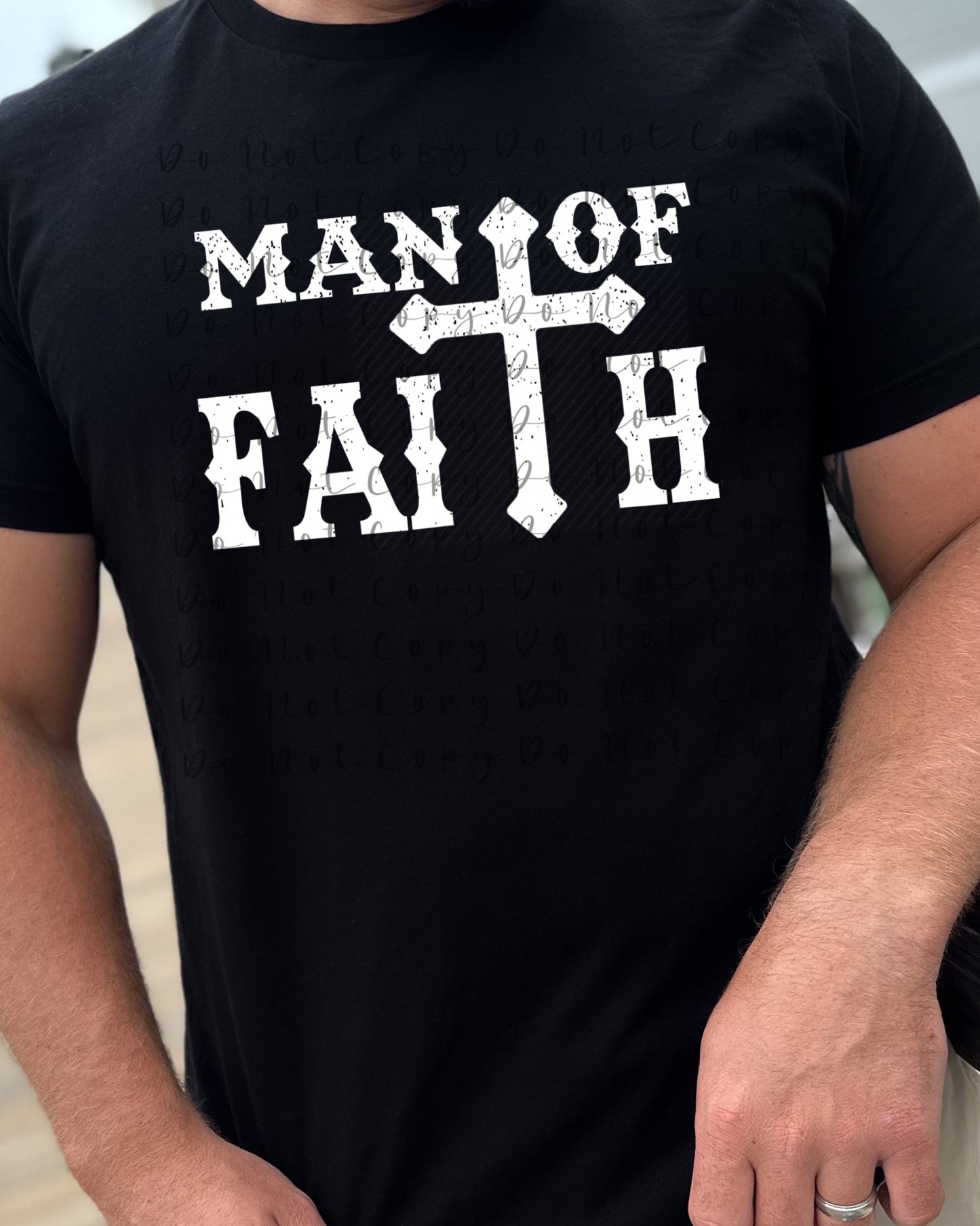 Man of Faith white Print Heat Transfer, Sublimation, DTF Direct to Film Heat Transfer