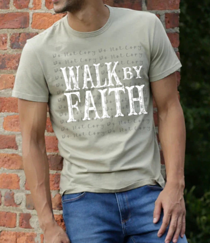 Walk By Faith White Print Heat Transfer, Sublimation, DTF Direct to Film Heat Transfer