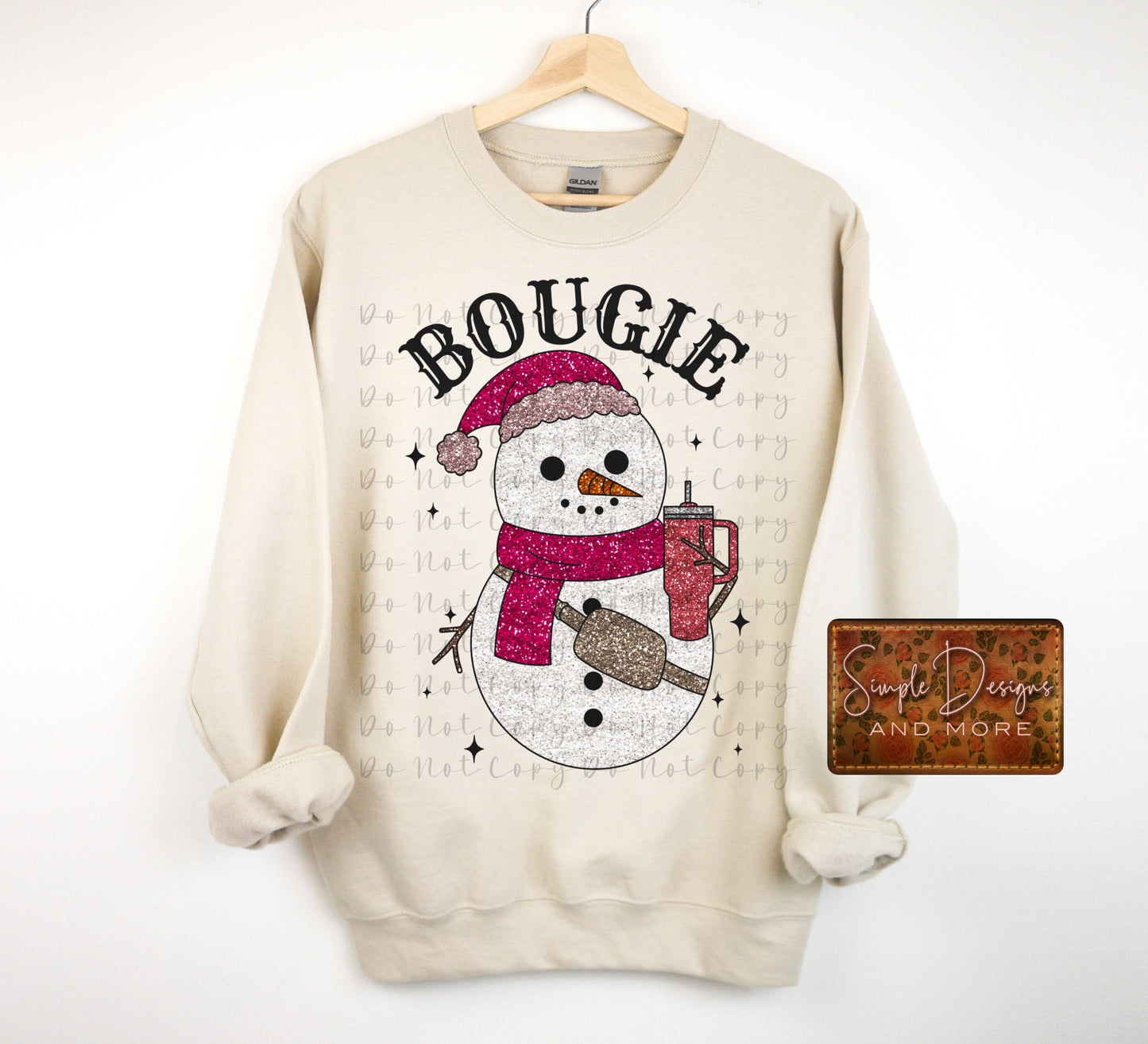 Bougie Snowman Faux Glitter Christmas Heat Transfer Sublimation, Sublimation, DTF Direct to Film