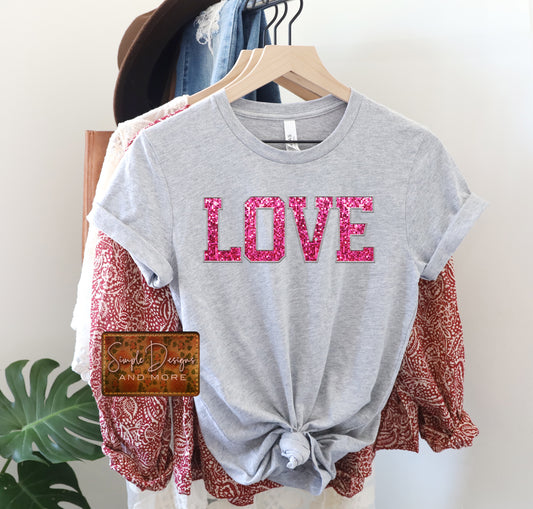 Love Faux Glitter Hearts Heat Transfer Sublimation, Sublimation, DTF Direct to Film