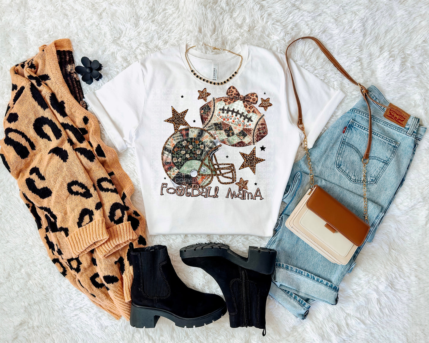 Football Mama (Patchwork) Comfort Color T-shirt, Bella Canvas Tees