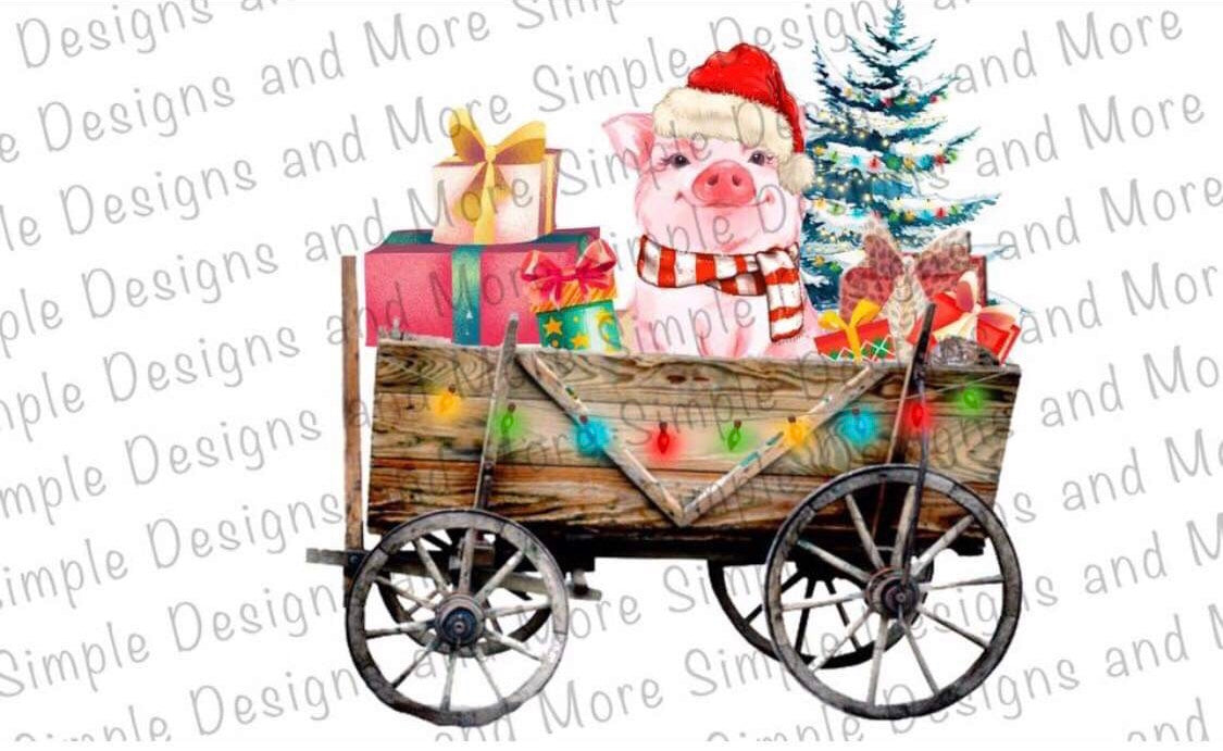 Christmas Pig Wagon Sublimation Heat Transfer Sheet Temp