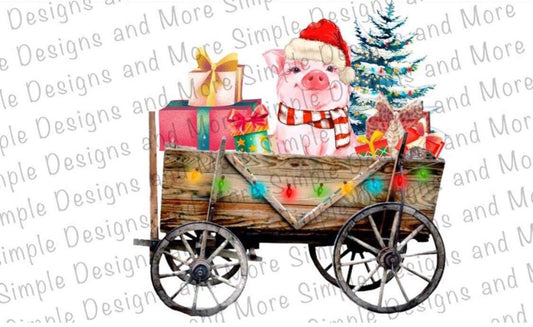 Christmas Pig Wagon Sublimation Heat Transfer Sheet Temp