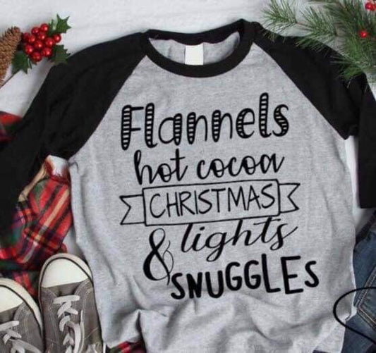 Flannels Hot Cocoa Christmas Lights and Snuggles Christmas Sublimation Heat Transfer Sheet Temp