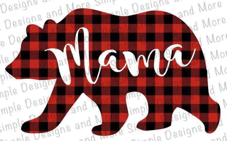 Mama Bear Buffalo Plaid Sublimation Heat Transfer Sheet Temp