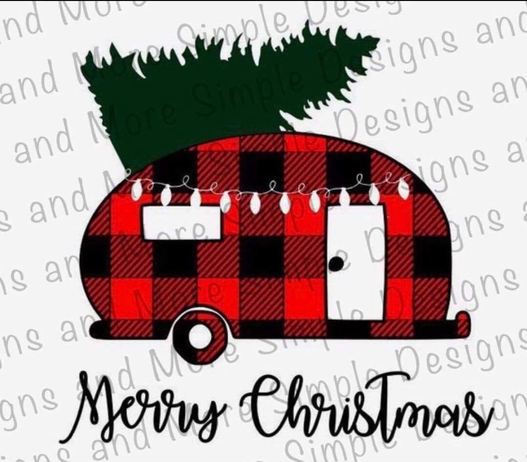 Red Plaid Camper Merry Christmas Sublimation Heat Transfer Sheet Temp