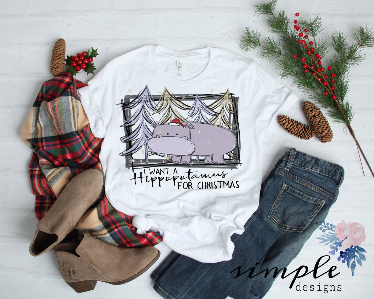 I Want A Hippopotamus for Christmas Sublimation Heat Transfer Sheet Temp