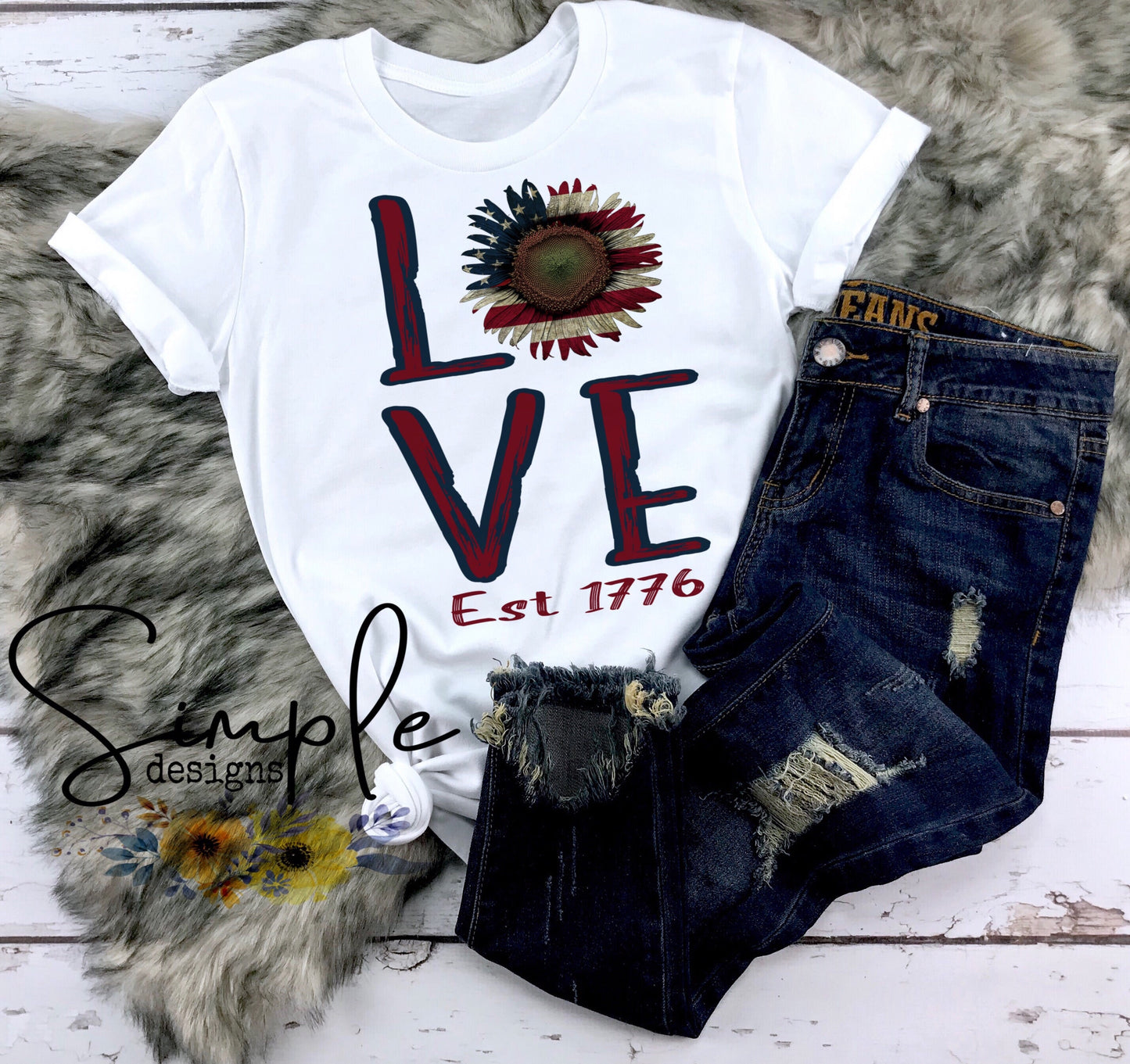 Est 1776 LOVE Freedom Patriotic Sublimation Heat Transfer Sheet
