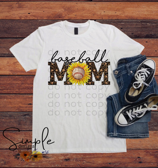 Baseball Mom Sunflower Sublimation Heat Transfer Sheet