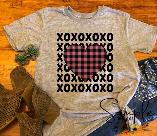 Pink Plaid Heart XOXOXO Valentines Sublimation Heat Transfer Sheets